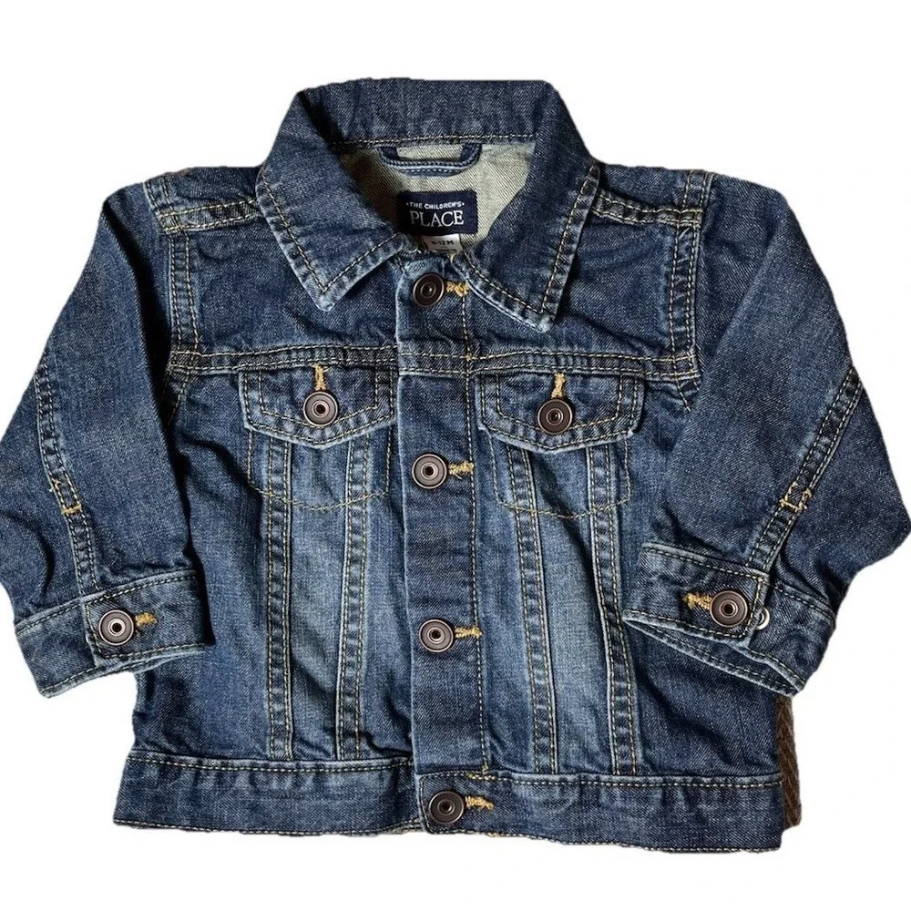 Children's Place Baby Denim Trucker Jacket 9–12 Months Blue Jean Button Front